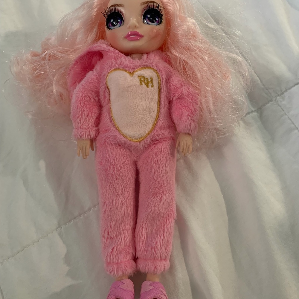Pink Plush Doll with Heart Design